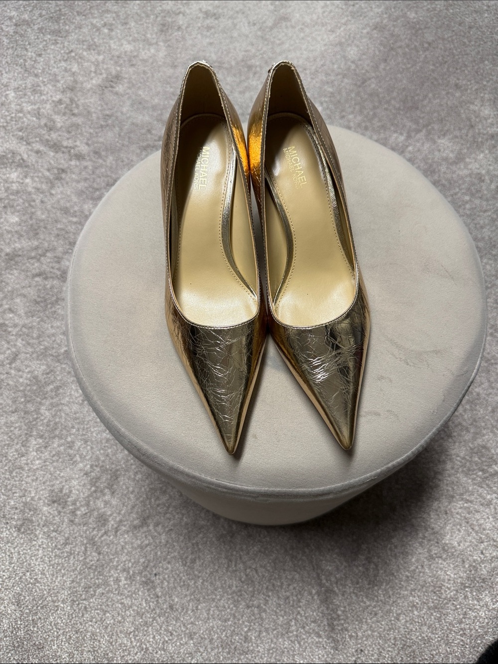 Michael Kors Metallic Gold Pointed-Toe Pumps